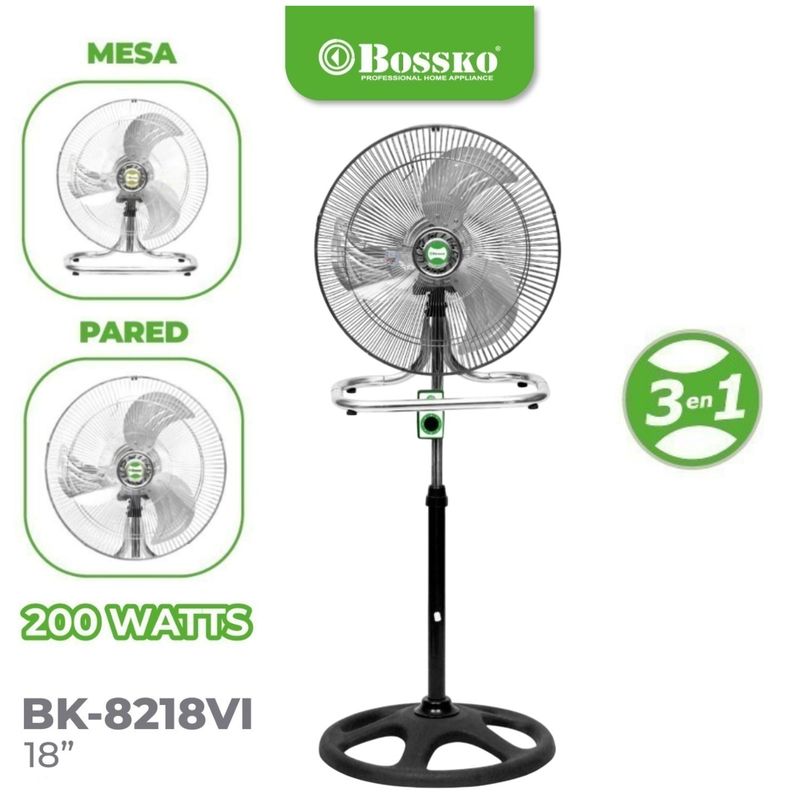 BOSSKO - Ventilador Bossko BK 8218 200 Watts, 3 en 1 Color Aleatorio