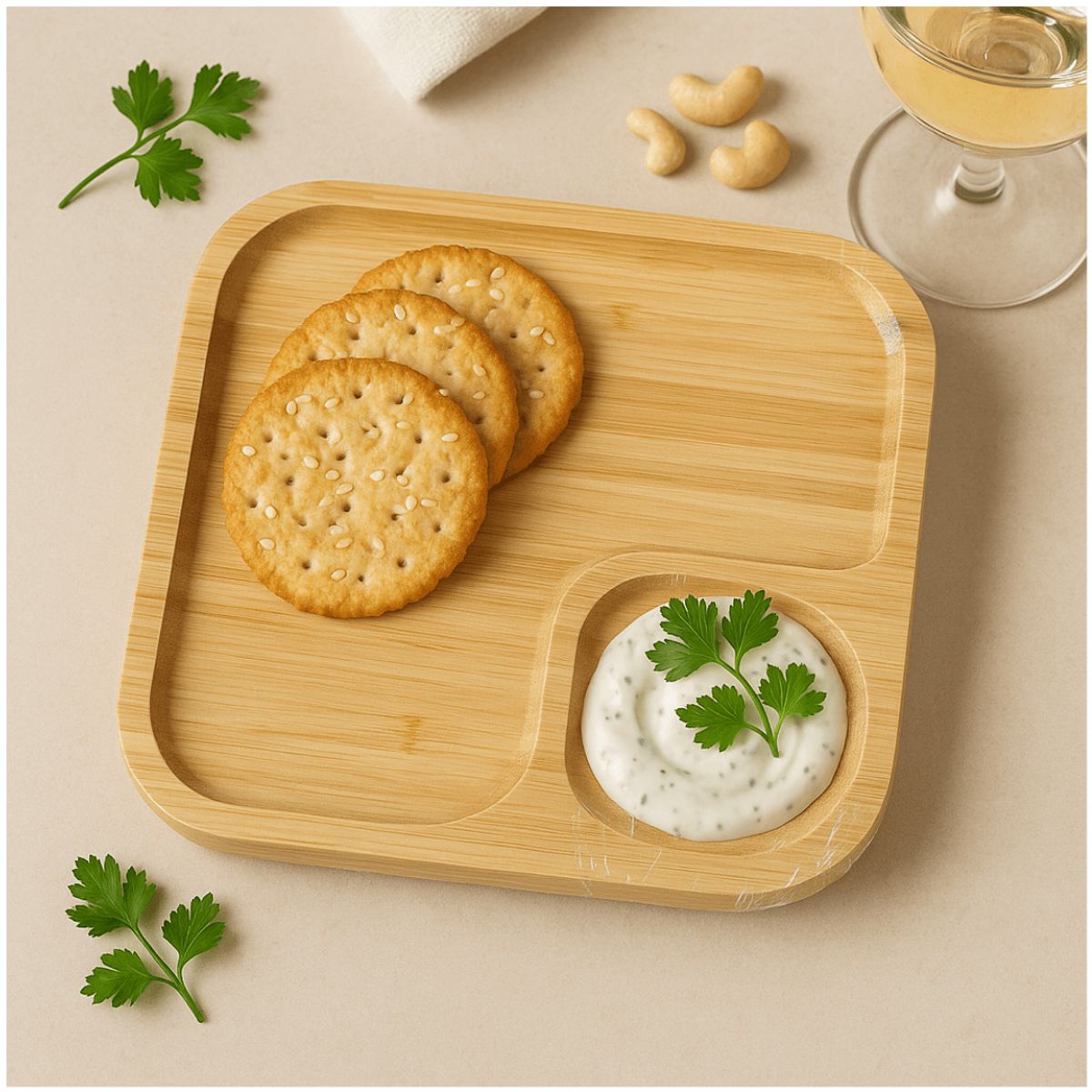 INSPIRA MARKET - Bandeja para Alimentos Decorativa Bambu con División