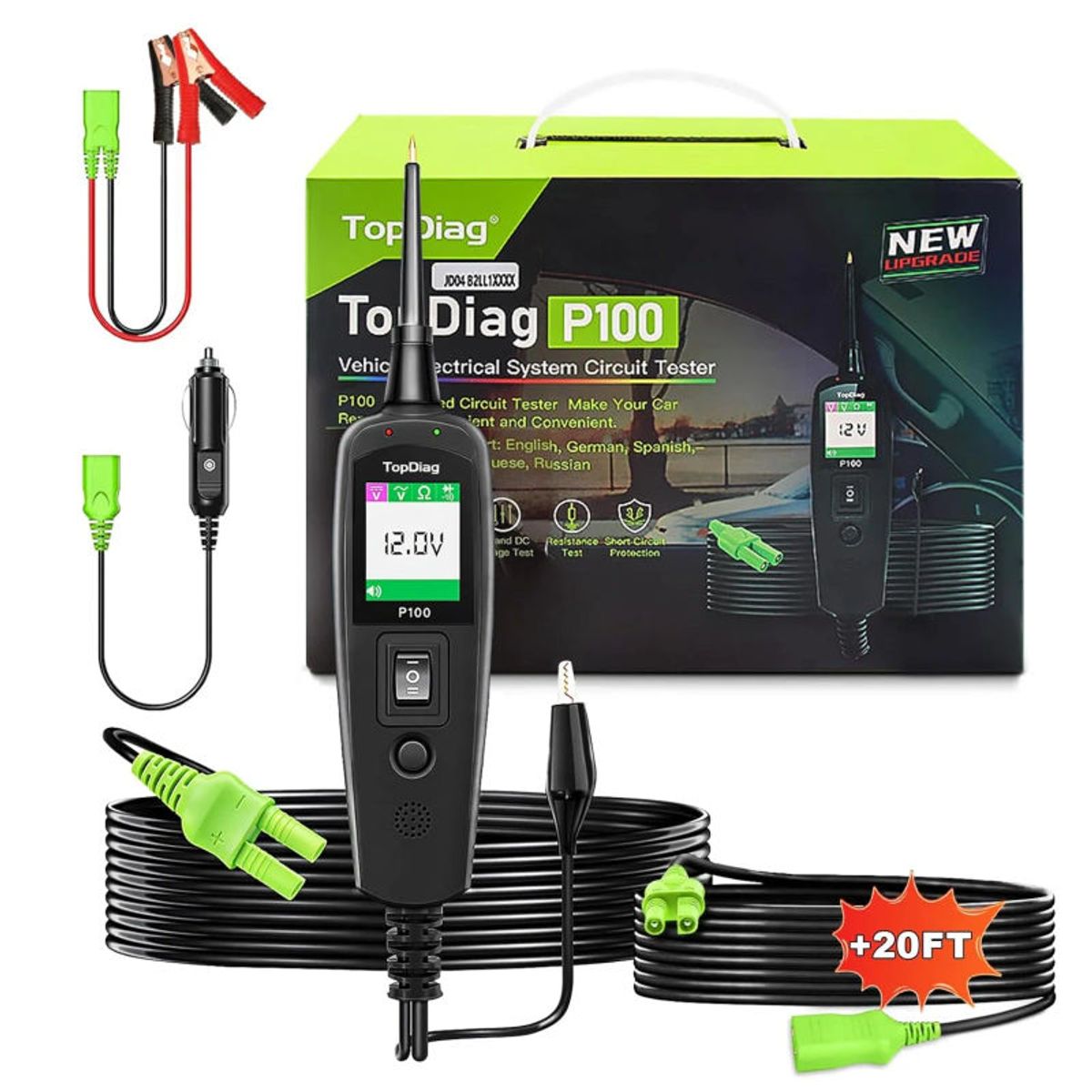 GENERICO - Punta Lógica Automotriz Topdiag P100 12v Y 24v 10 metros