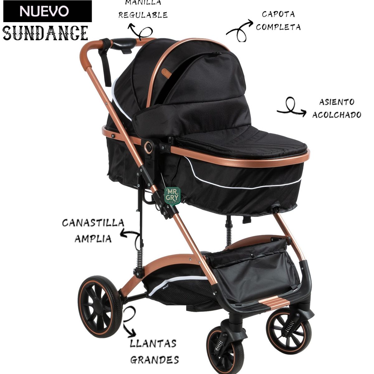EBABY - Coche para Bebes SUNDANCE EB-157 Negro