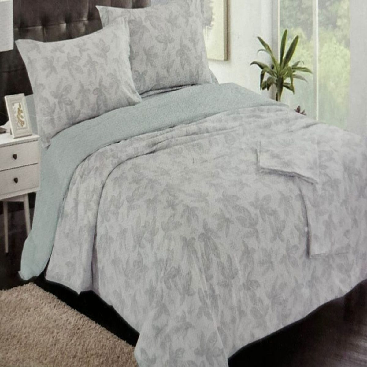 MINGDA - Set de cobertor 2 pz  verano antiestrés de 5 piezas 100% algodón