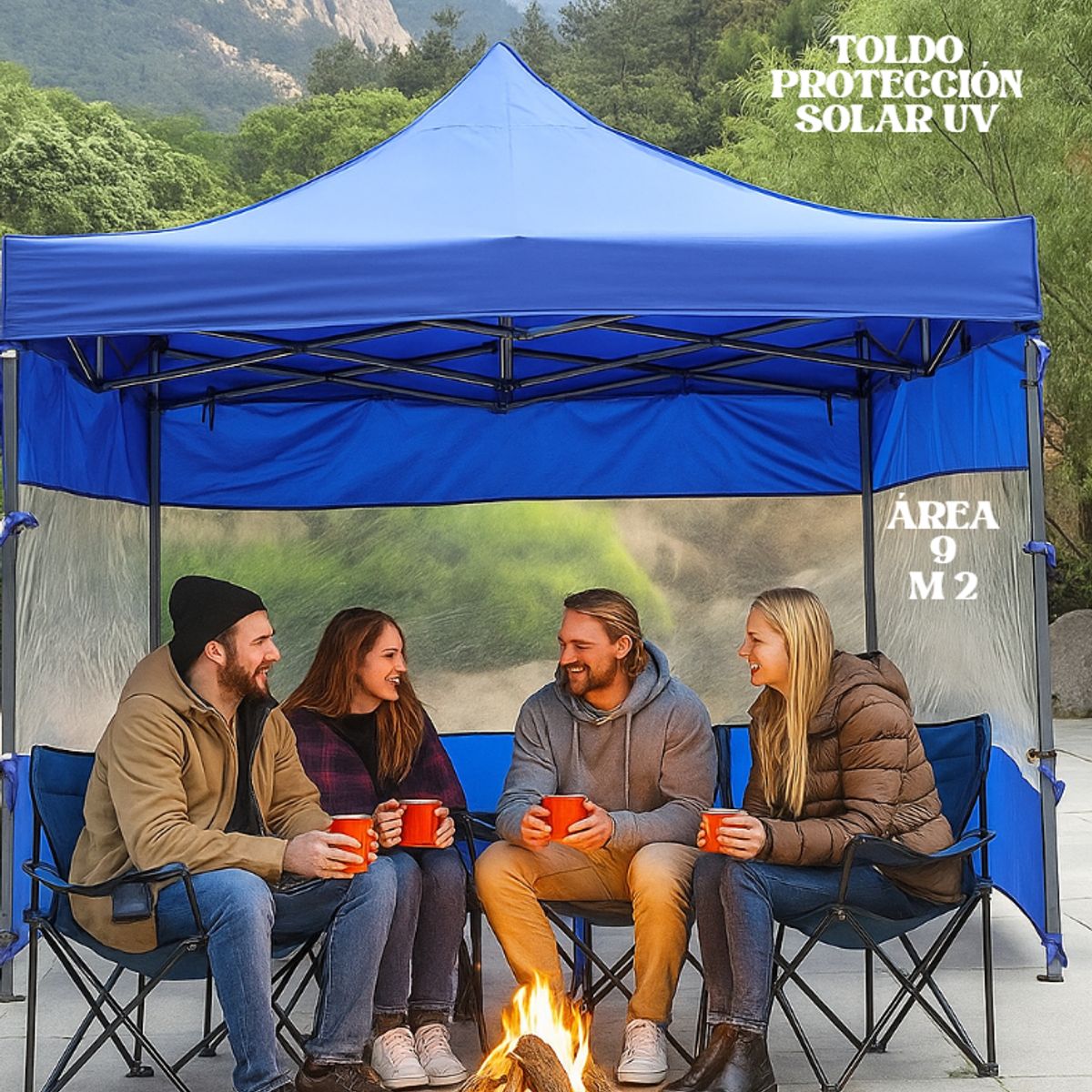 GENERICO - CARPA TOLDO PLEGABLE RETRÁCTIL PAREDES TRANSPARENTE Y PROTECCIÓN SOLAR