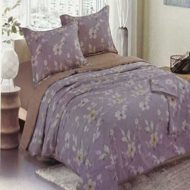 MINGDA - Set de cobertor 2 pz  verano antiestrés de 5 piezas 100% algodón