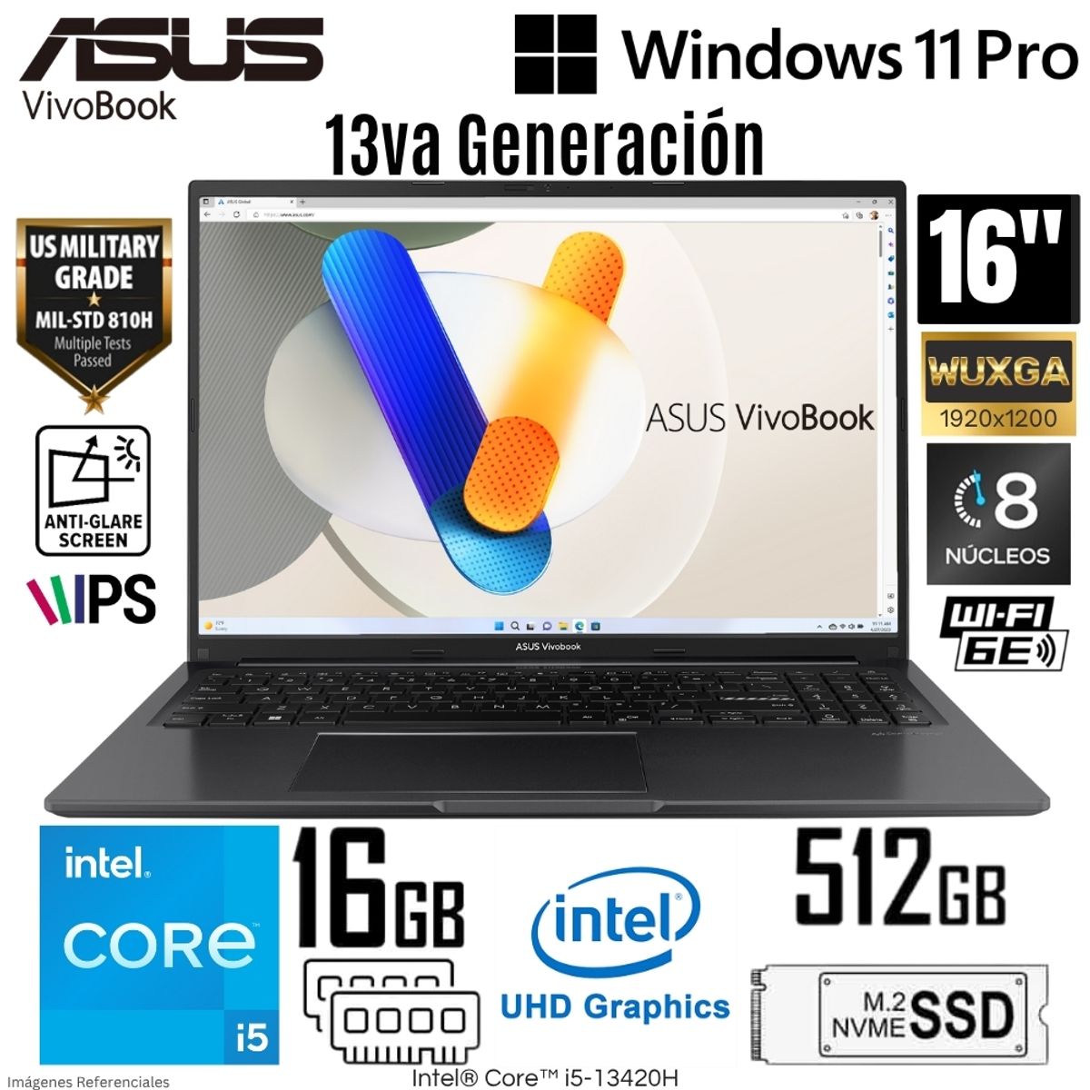 ASUS - Laptop Asus Vivobook X1605VA-MB1350 Intel Core i5-13420H 16GB RAM 512GB SSD 16"  WUXGA Win 11 Pro