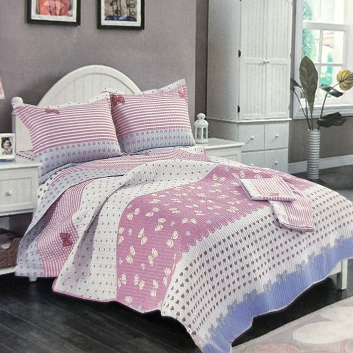 MINGDA - Set de cobertor 2 pz  verano de 5 piezas 100% algodón