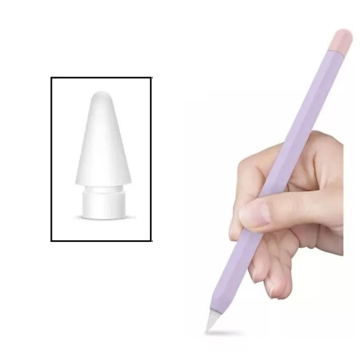 GENERICO - funda case protector cobertor generico para apple pencil 1 lila y punta
