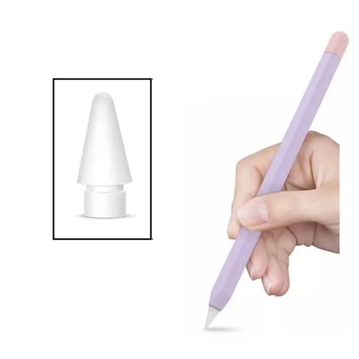 GENERICO - funda case protector cobertor generico para apple pencil 1 lila y punta