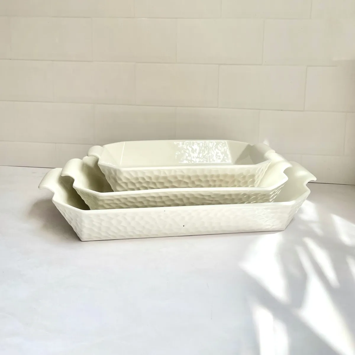 GENERICO - Set 3 bandejas / azafates de loza - porcelana