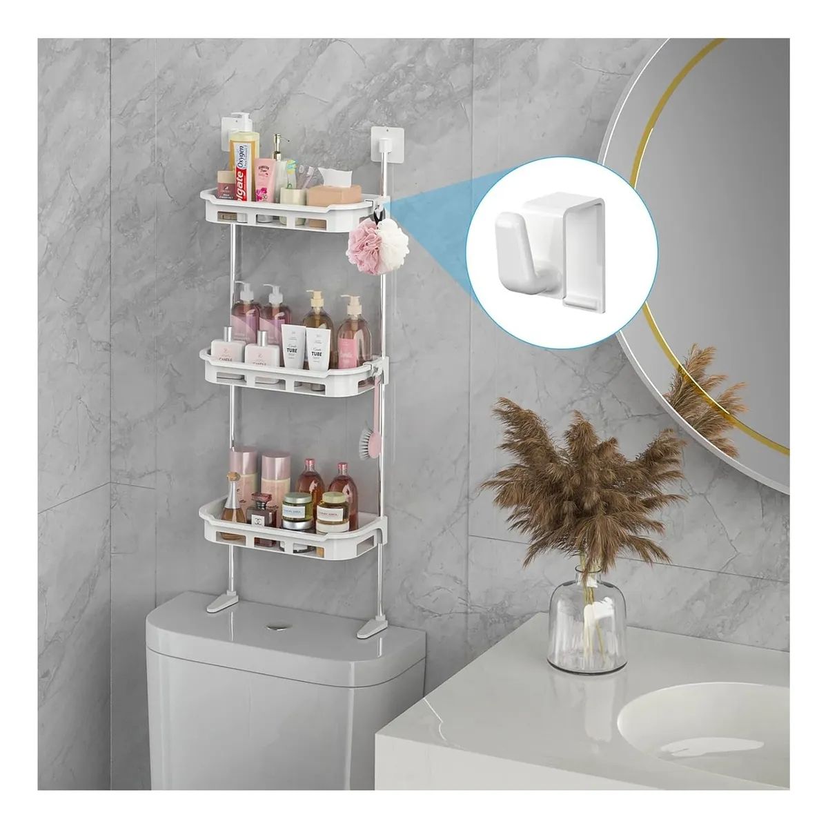 GENERICO - Organizador de baño de 3 Niveles Blanco