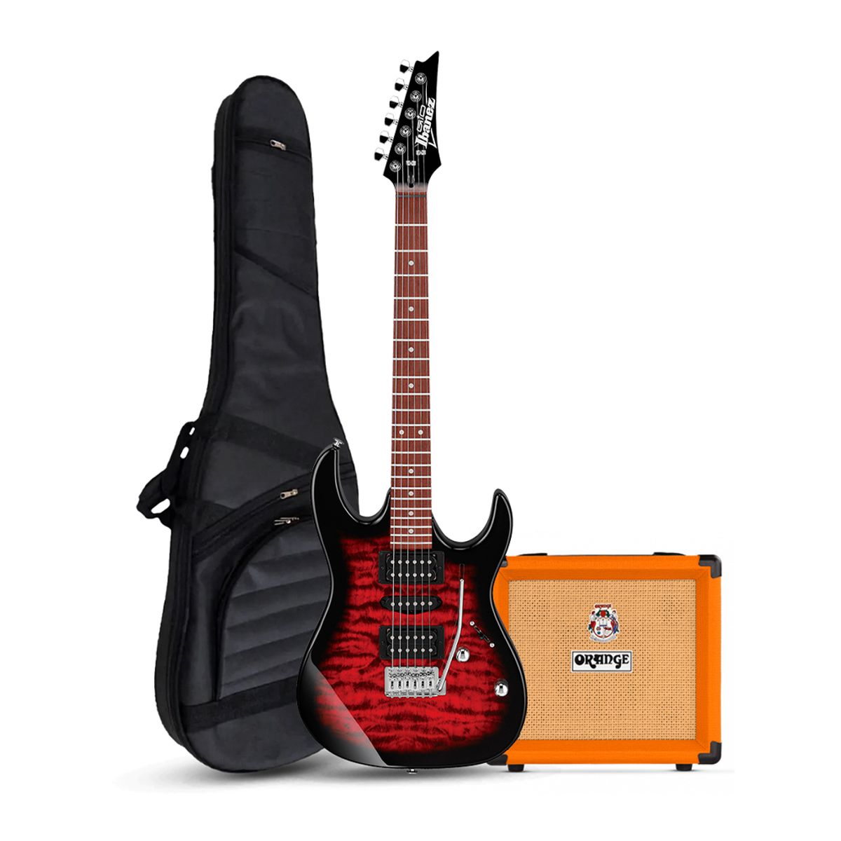 IBANEZ - GIO PACK GRX70QA TRANSPARENT RED BURST - ORANGE CRUSH 12W