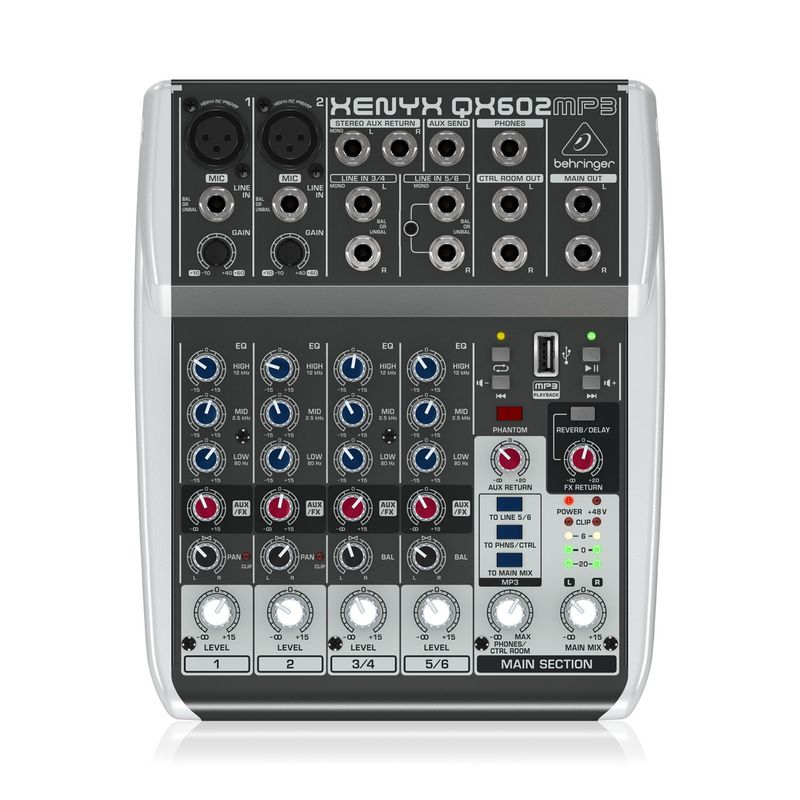 BEHRINGER - Mezclador 6 Entradas Analógico C/Reproductor MP3 XENYX QX602MP3 BEHRINGER