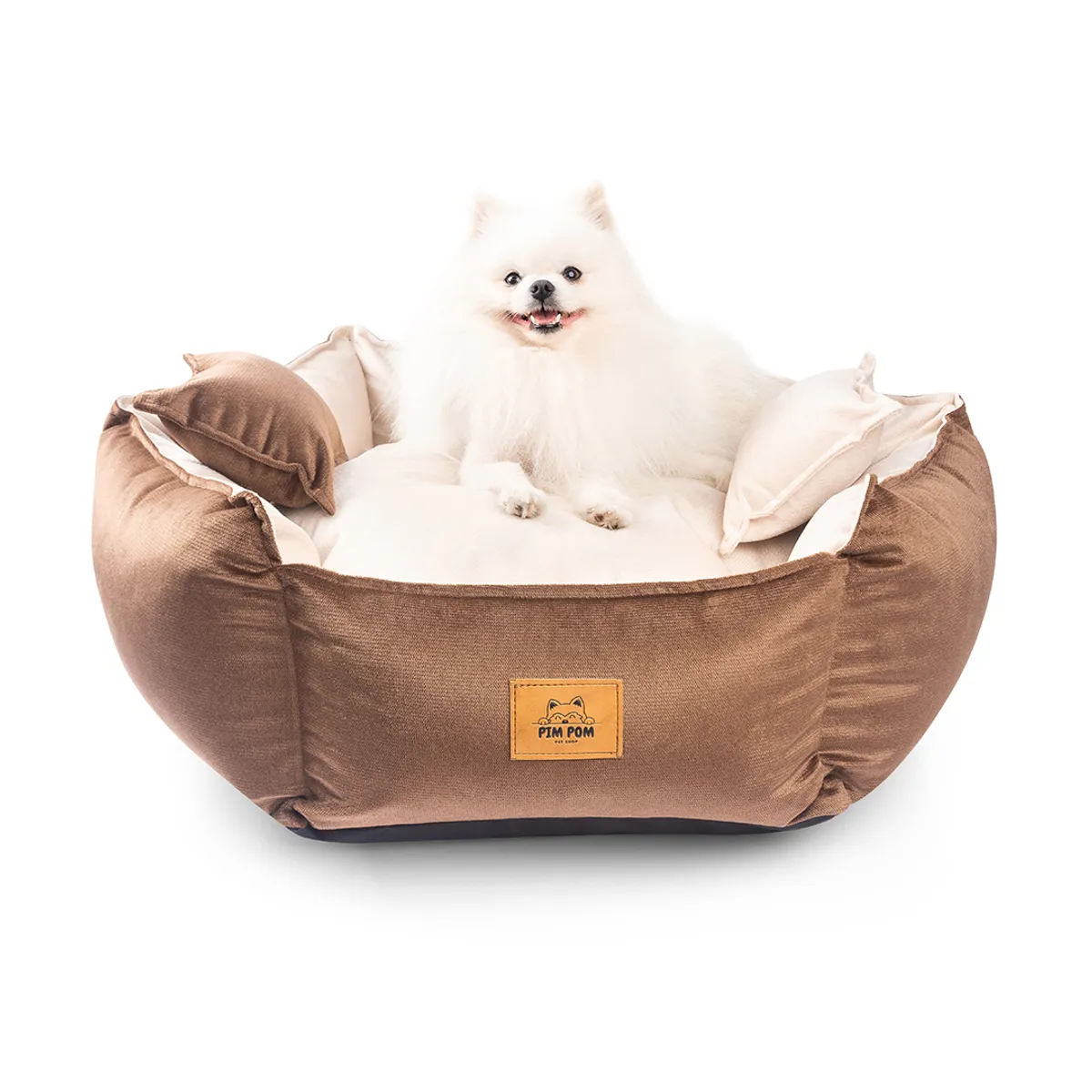 GENERICO - CAMA PREMIUM HEXAGONAL TALLA M - MARRÓN CON CREMA