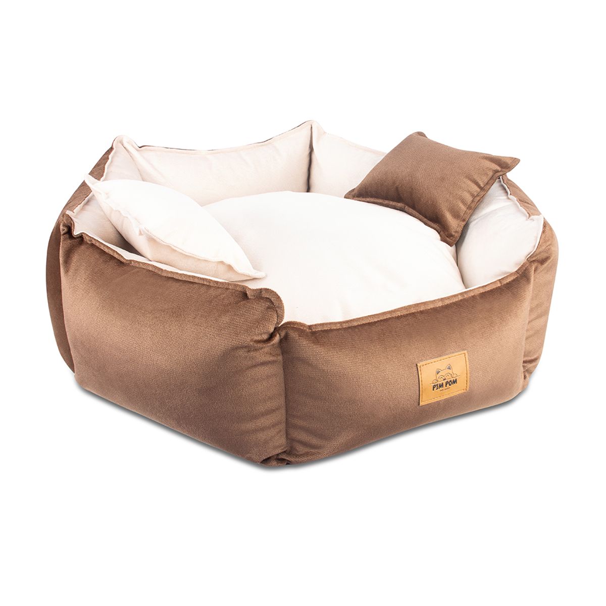 GENERICO - CAMA PREMIUM HEXAGONAL TALLA M - MARRÓN CON CREMA