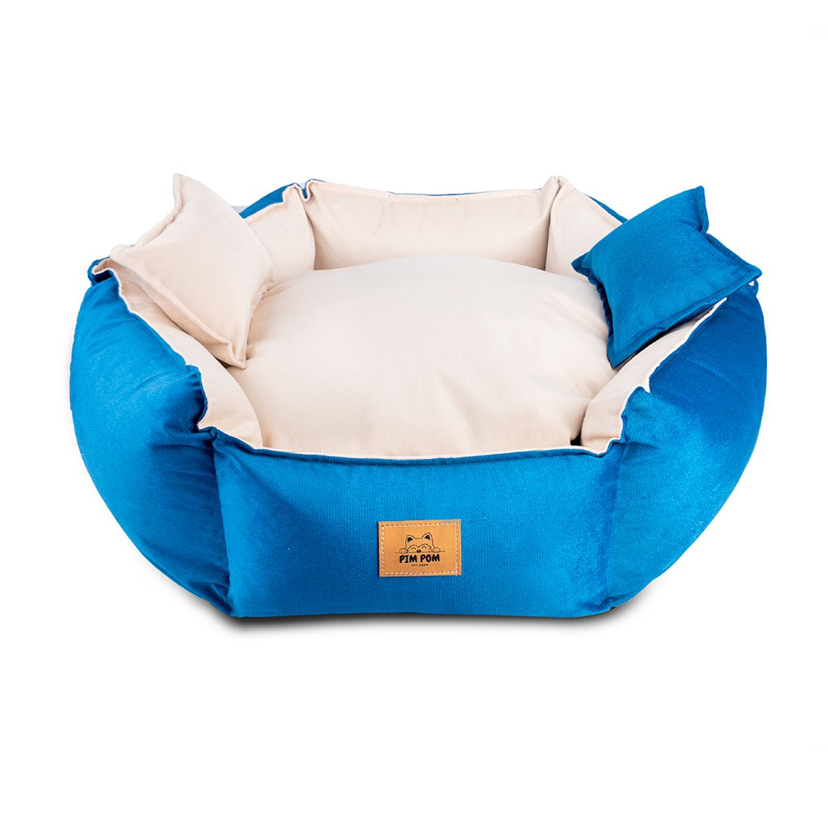 GENERICO - CAMA PREMIUM HEXAGONAL TALLA S - AZUL CON CREMA