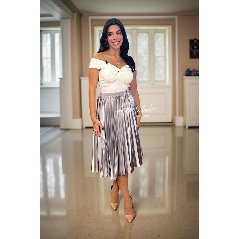 ARMA TU LOOK - FALDA SANDRA MIDI PLISADA DE SATIN