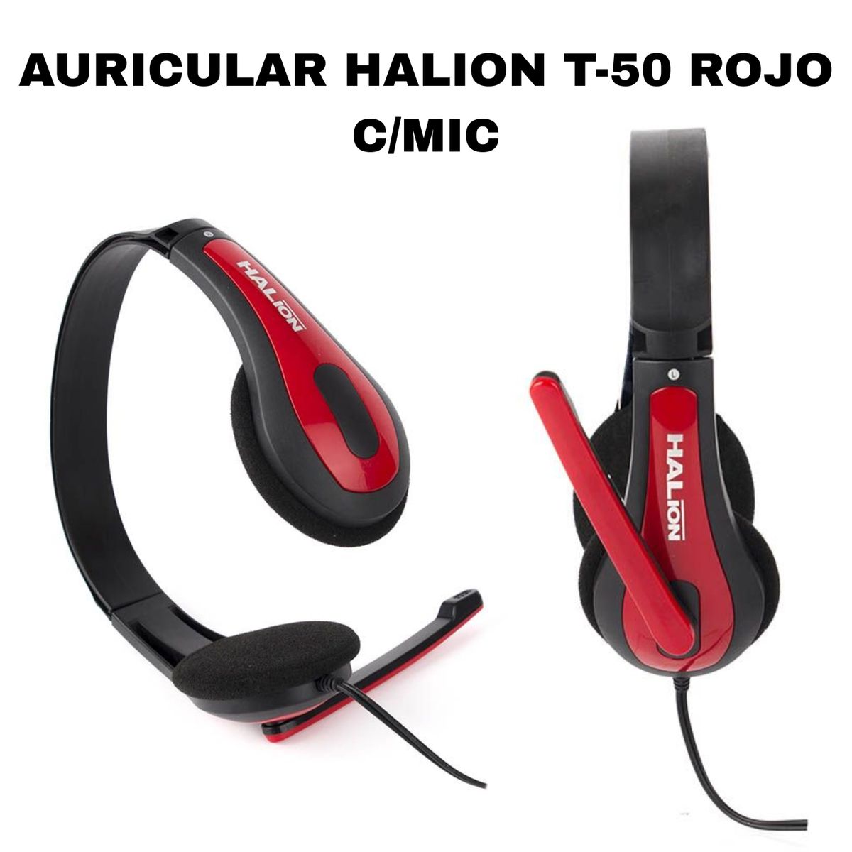 GENERICO - AURICULAR HALION T-50 ROJO CON MICROFONO
