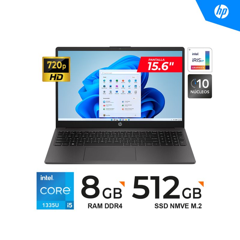 HP - LAPTOP HP 250 G10 15.6 HD CORE I5-1335U / 8GB DDR4 / 512GB SSD / FREEDOS