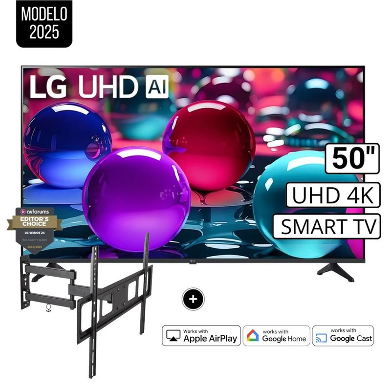 LG - Televisor LG 50" Smart UHD 4K Thinq Ai 50UA7300PSB  + Rack Giratorio