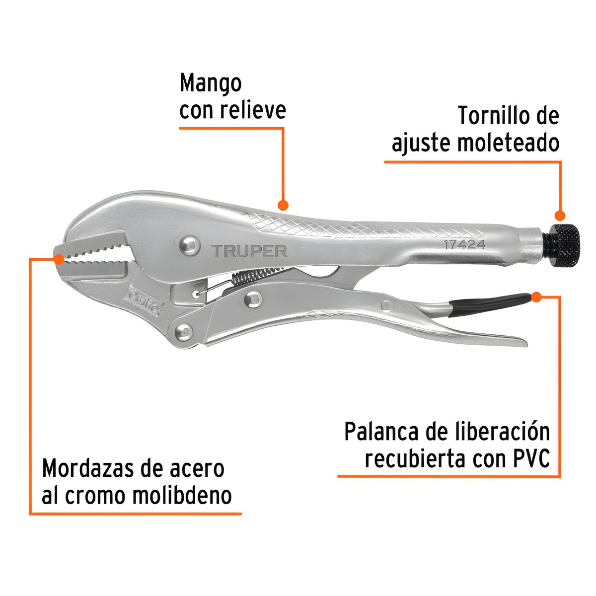 TRUPER - Alicate de Presión Punta Recta 10" Truper 17424