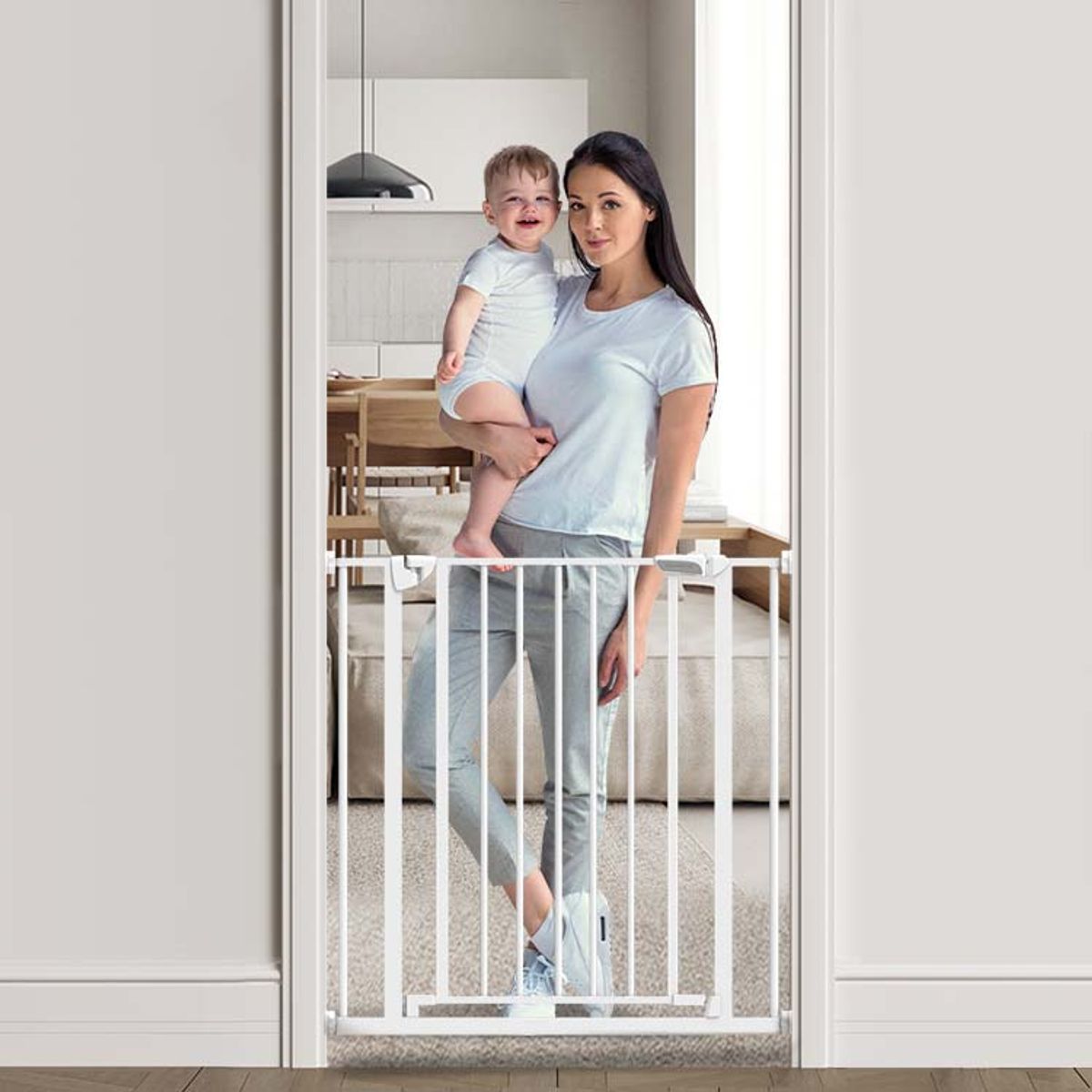 BABYKISS - Reja de seguridad para bebes y mascotas 70-116cm de ancho