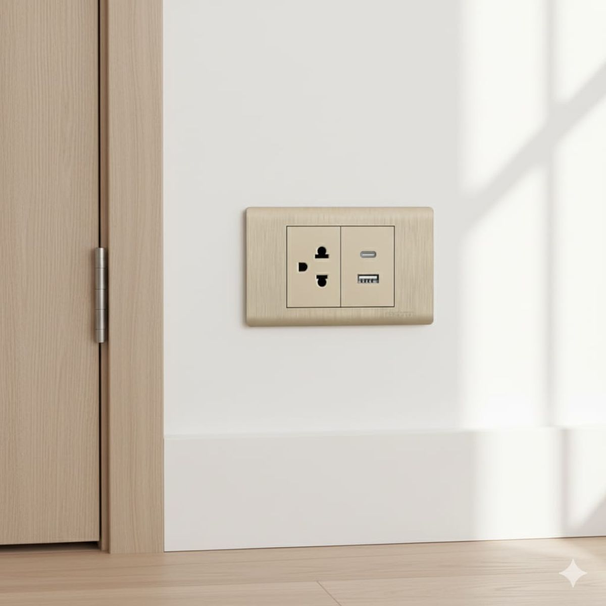 GENERICO - Tomacorriente CTierra Doble Toma USB A y C Empotrable - Platinium