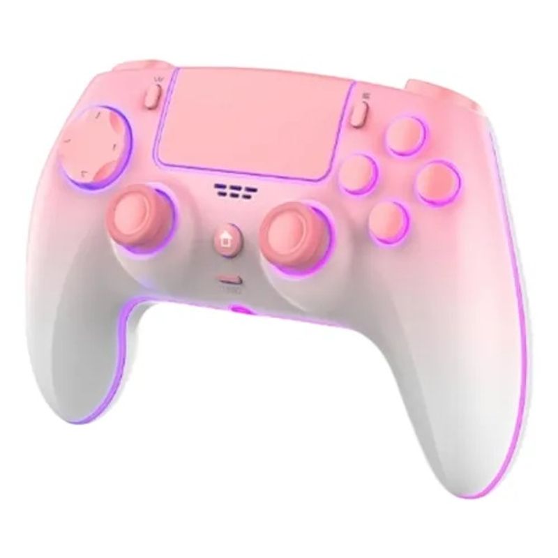 SEISA - Mando de Videojuegos BT Ps3 Ps4 Android y PC recargable color Rosa RGB