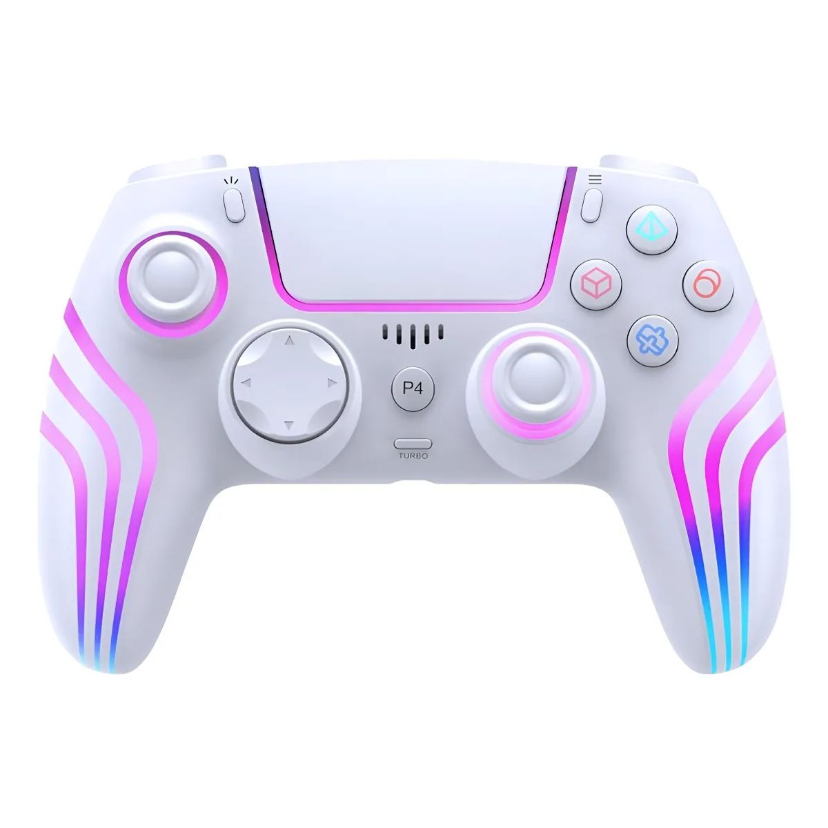 SEISA - Mando Inalambrico Seisa Ps4 Android y Pc Bluetooth Blanco RGB