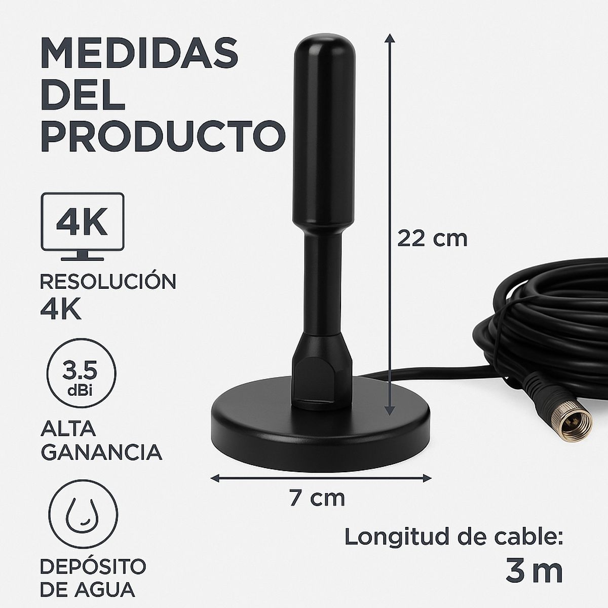 GENERICO - Antena Digital HDTV 4K Ultra HD Potencia Calidad y Señal sin Límites
