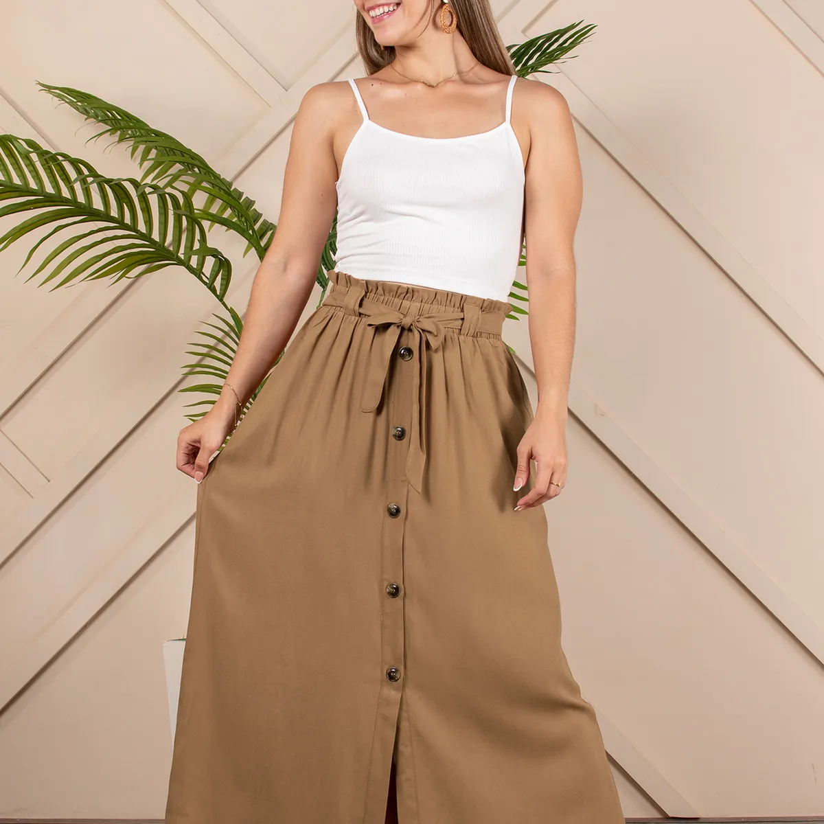 ARMA TU LOOK - FALDA SILVANA DE BOTONES CON CINTURÓN