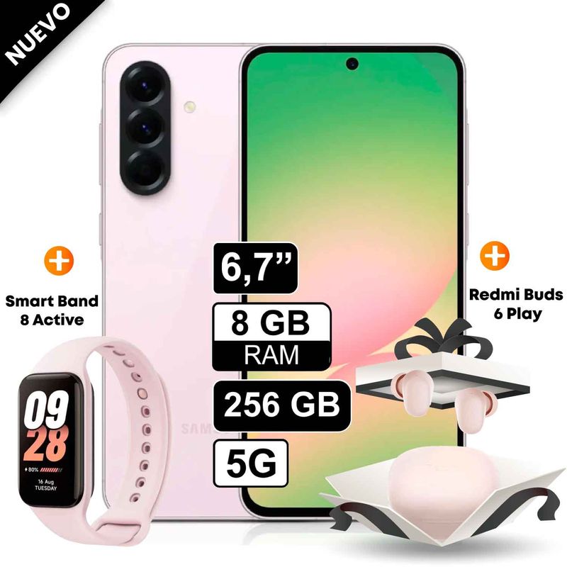 SAMSUNG - Celular Samsung Galaxy A56 5G 256GB 8GB RAM Rosado + Redmi Buds 6 Play + Xiaomi Smart Band 8 Active