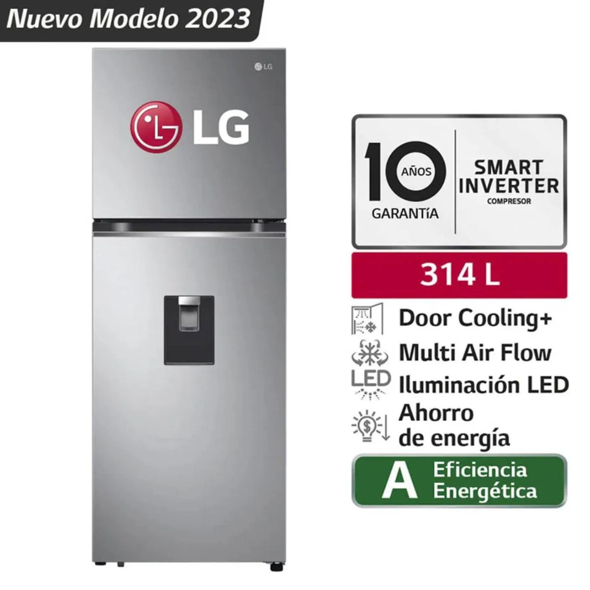 LG - Refrigeradora LG GT31WPP Top Freezer Door Cooling 314 Litros Plateada