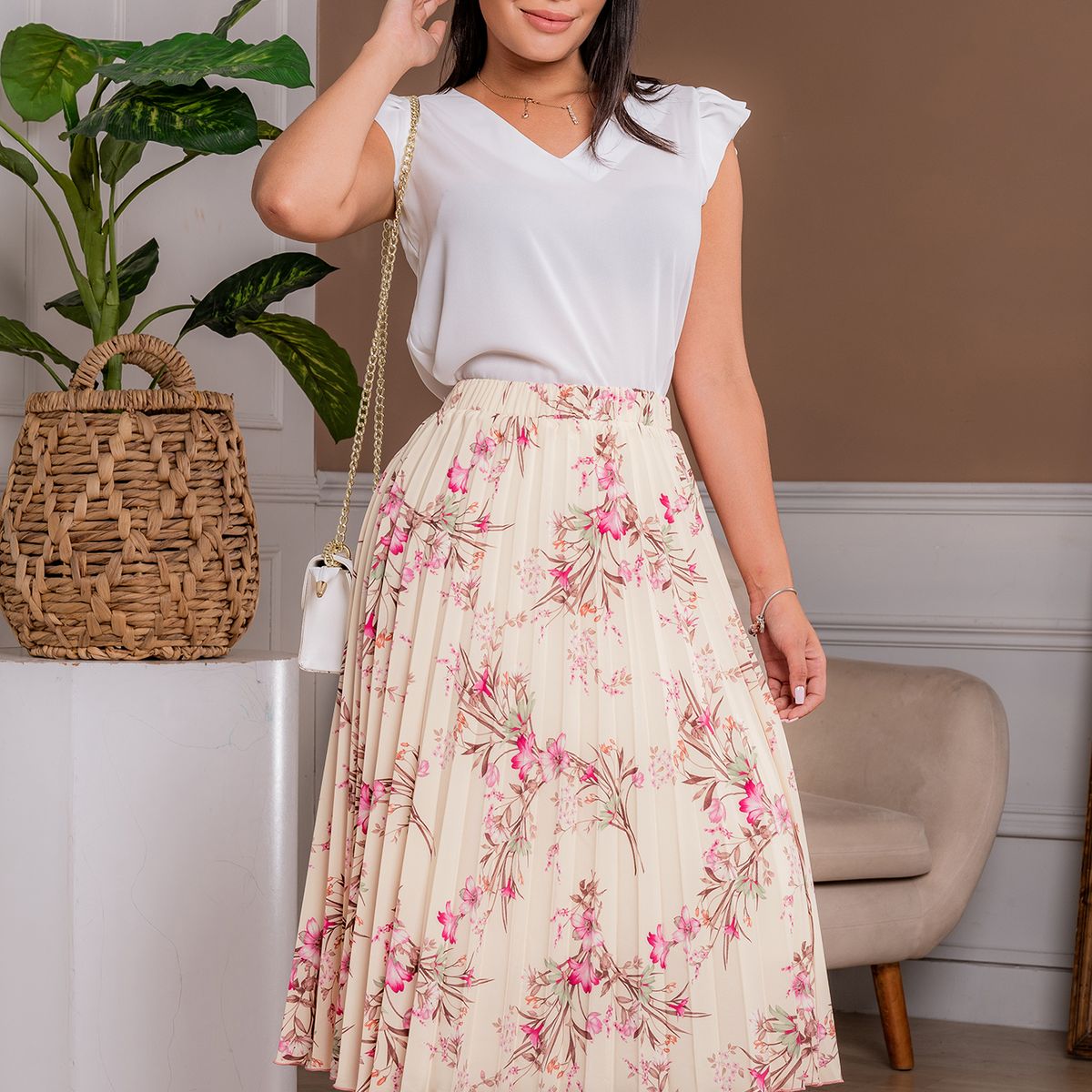 ARMA TU LOOK - FALDA VENECIA PLISADA CON ESTAMPADO