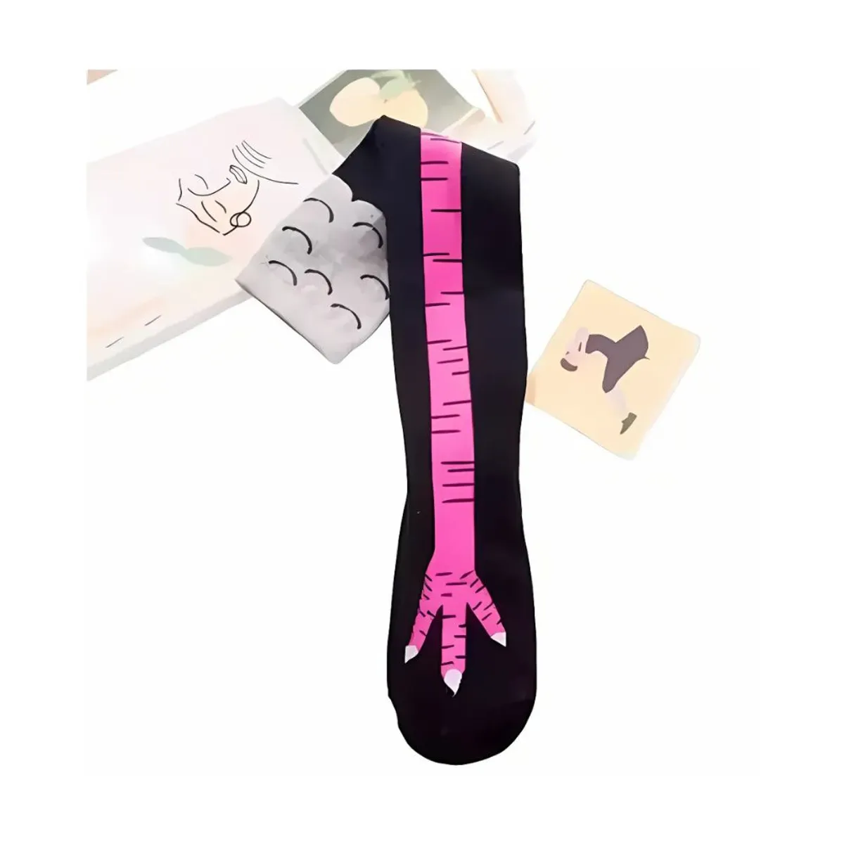 GENERICO - Medias Largas Diseño Patas de Pollo Rosa