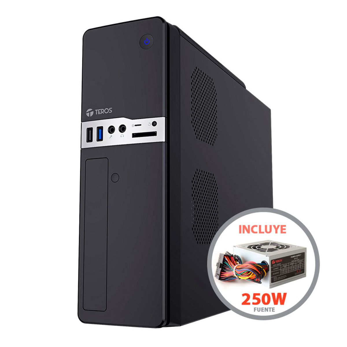 TEROS - Case TEROS TE-1032S Slim con Fuente 250W Negro