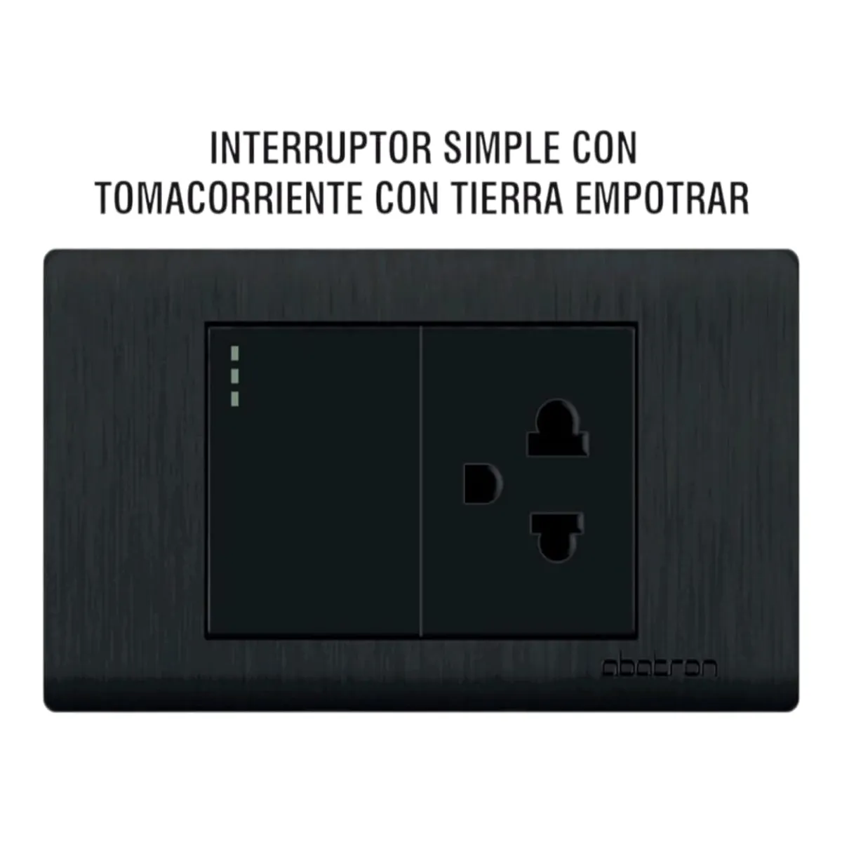 GENERICO - Interruptor Simple + Tomacorriente Con Tierra Empotrable - Negro Mate