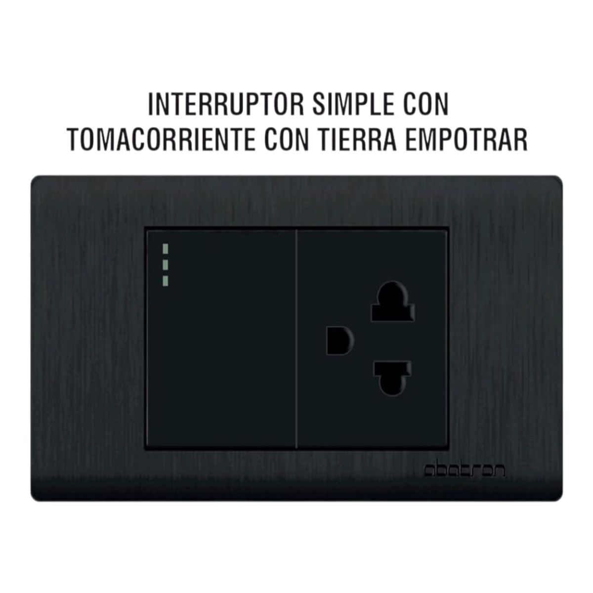GENERICO - Interruptor Simple + Tomacorriente Con Tierra Empotrable - Negro Mate