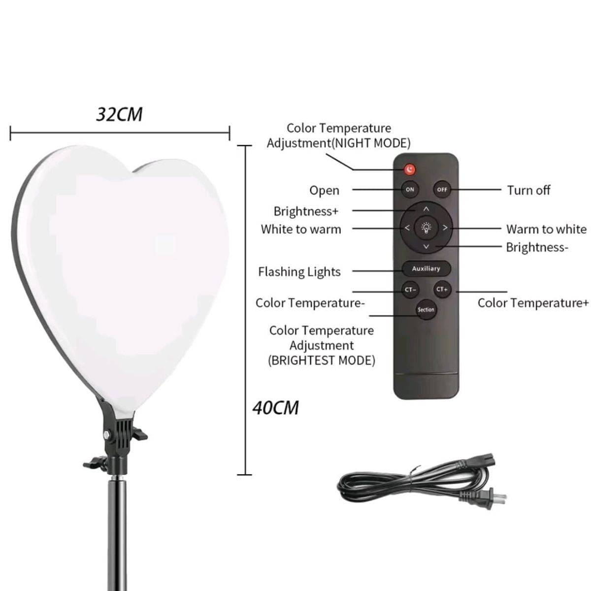 GENERICO - Iluminación LED Forma de Corazón para Estudio Fotográfico Luz de 75W