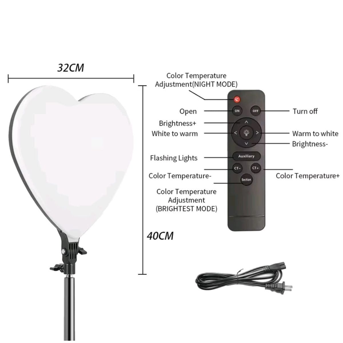 GENERICO - Iluminación LED Forma de Corazón para Estudio Fotográfico Luz de 75W