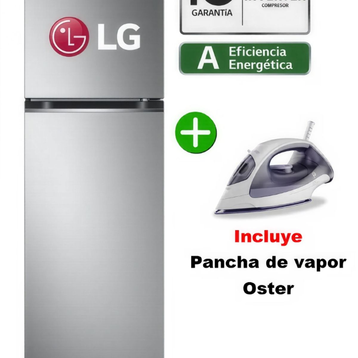 LG - REFRIGERADORA LG 264 L TOP FREEZER PLATEADO - GT26BPP + PLANCHA OSTER