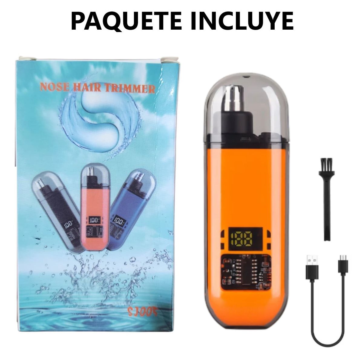 GENERICO - Recortador portátil recargable para vello nasal y capilar  NARANJA