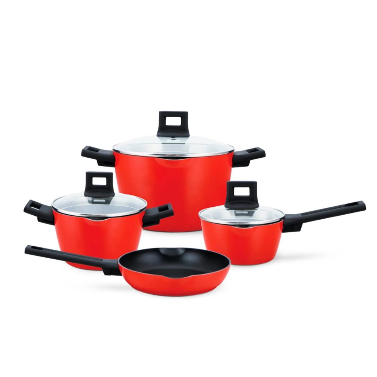 RECORD - Juego de Ollas Nisqa Antiadherente Rojo 7 Piezas