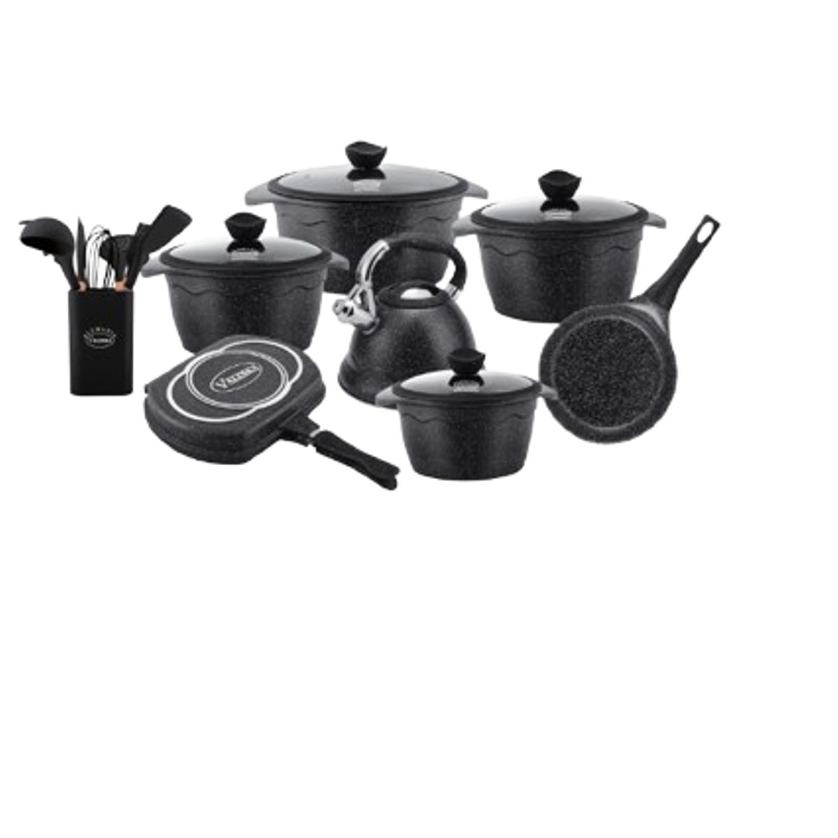 VALESKA - JUEGO DE OLLAS ROCA VOLCANICA  VALESKA - 20 PZ