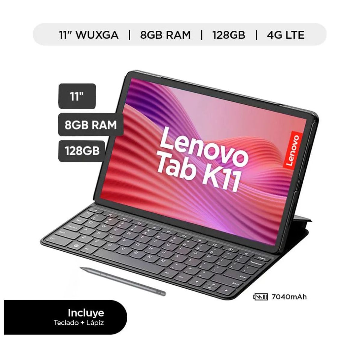 LENOVO - Tablet LENOVO 11 K11 8GB 128GB CON FOLIO KEYBOARD + TAB PEN PLUS-Luna Grey