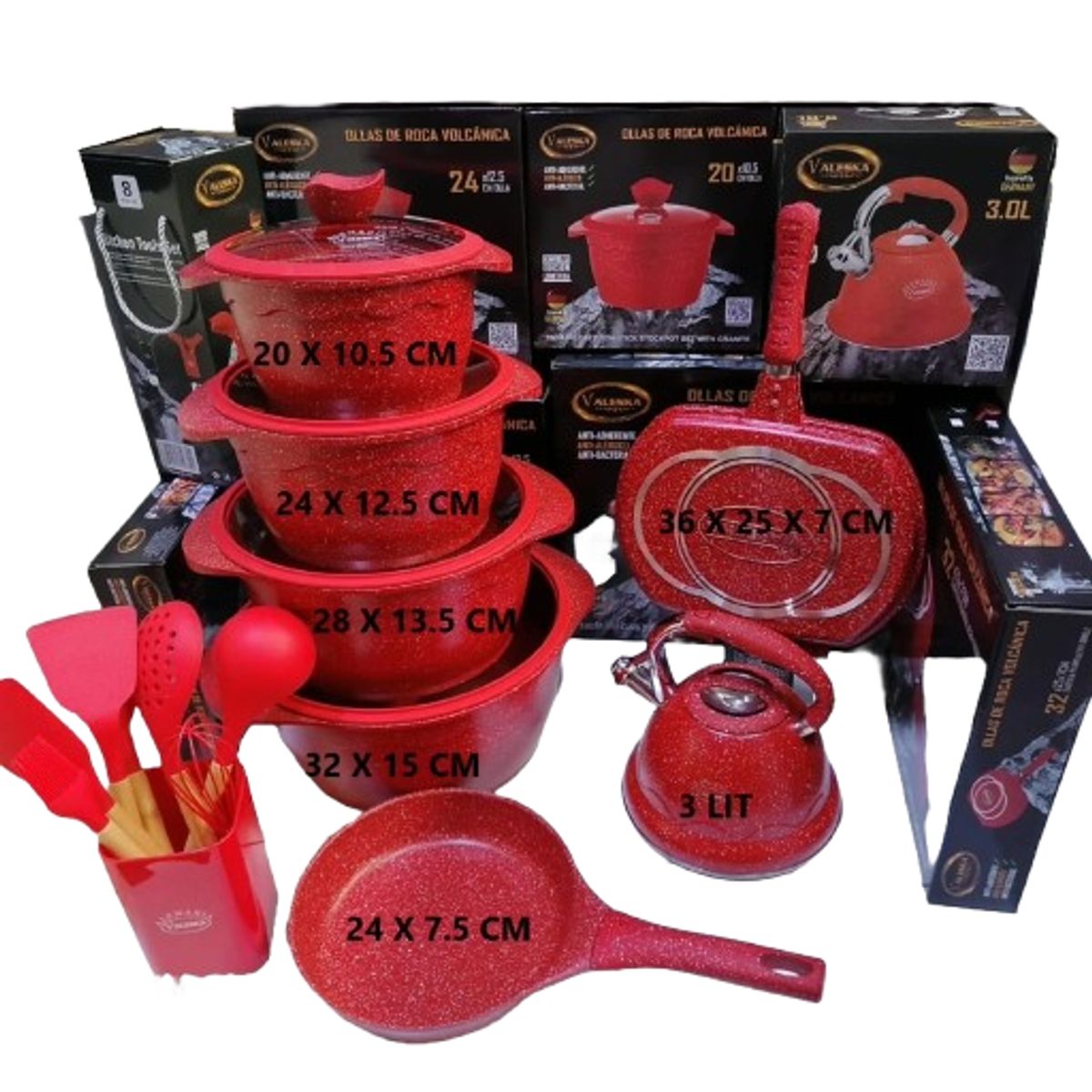 VALESKA - JUEGO DE OLLAS ROCA VOLCANICA  VALESKA - 20 PZ