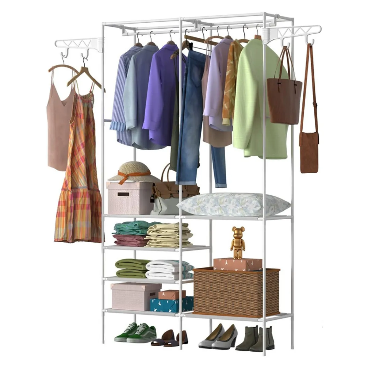 Ropero Armario Closet Perchero Organizador Ropa 2 Cuerpos Blanco, marca Pentha - Foto Principal