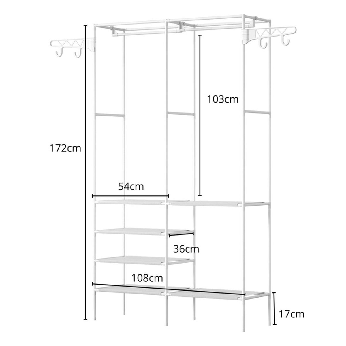Ropero Armario Closet Perchero Organizador Ropa 2 Cuerpos Blanco, marca Pentha - Foto 2