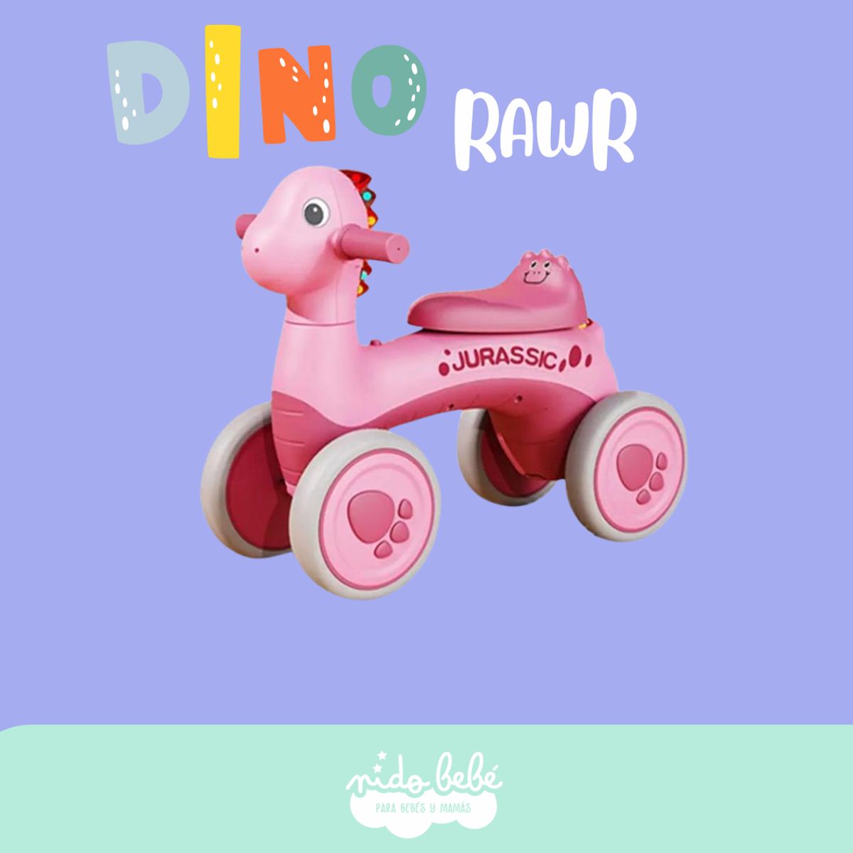 BABY - Carrito correpasillos DINO RAWR PINK
