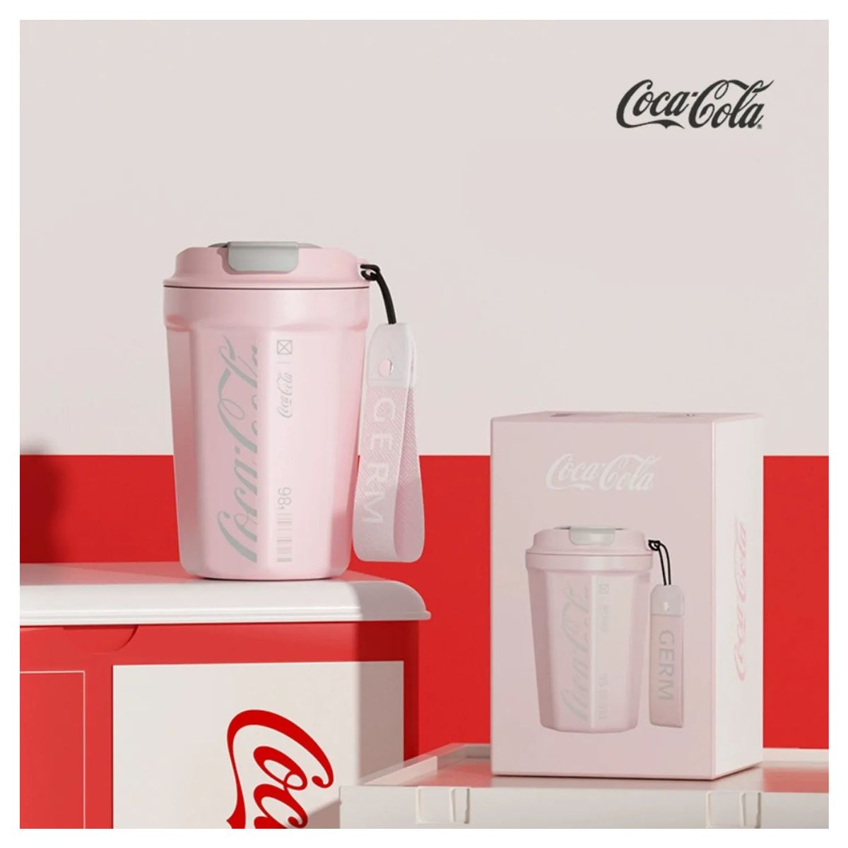 GERM - Termo Germ Rombo Coca Cola Rosa 390ml Acero Inoxidable