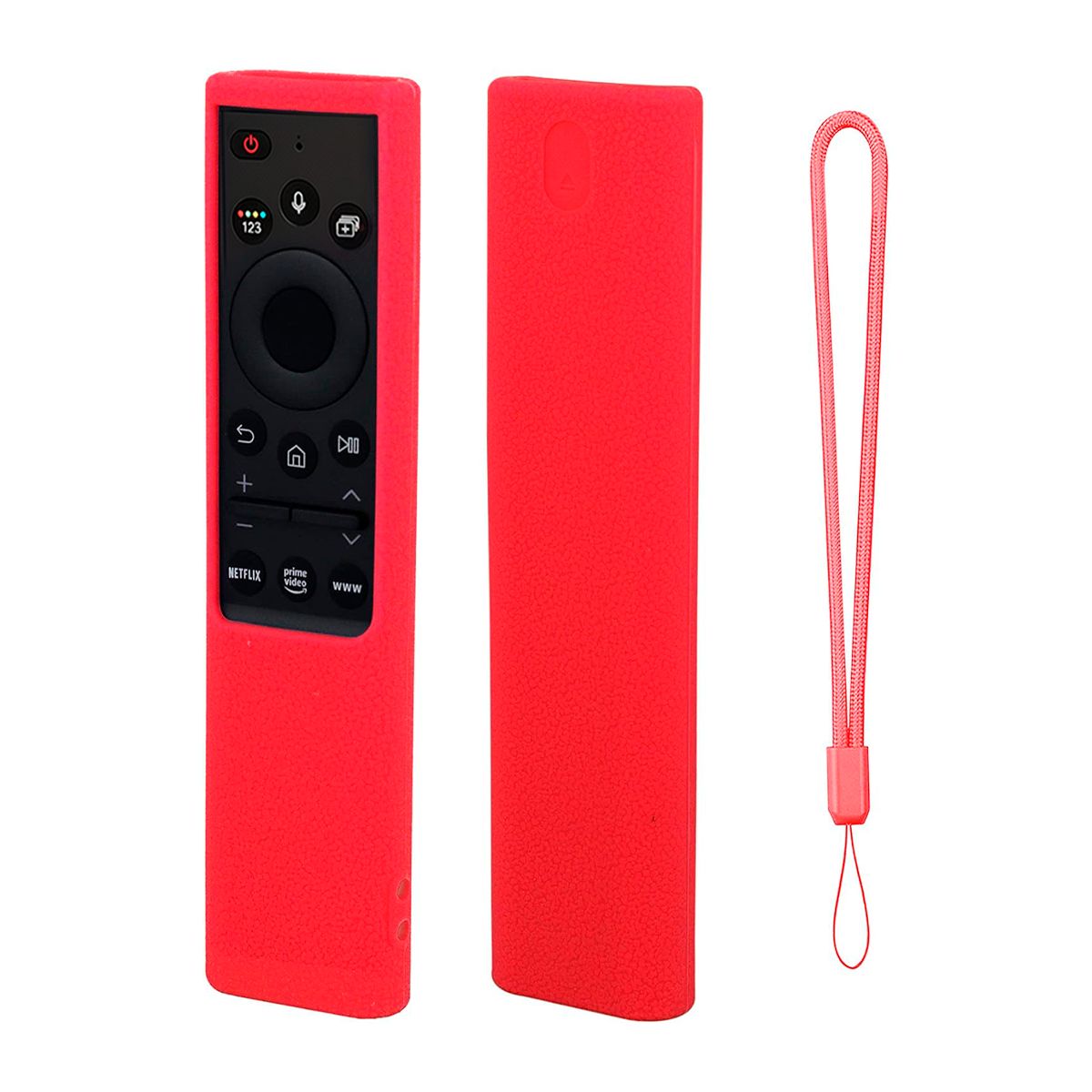 GENERICO - Control Remoto Para Samsung Con Voz Smart 4k Ws-2022+Funda Color Rojo
