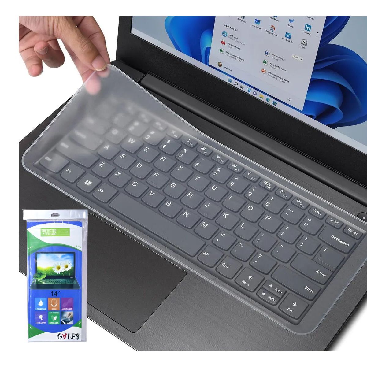 GENERICO - Protector de Teclado de Laptop para 14 Pulgadas Transparente Silicona